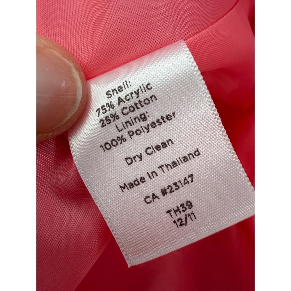 Talbots Blazer Women 12P Pink Textured Open Front Basketweave Career Barbiecore - Picture 3 of 12